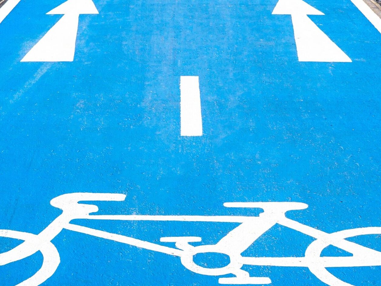 Prismo Guidemaster Urbangrip Blue hot applied thermoplastic cycle lane marking