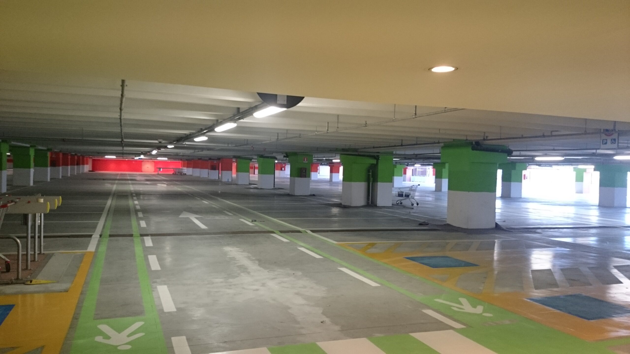 Prismo indoor flooring paint applied in multi-storey car park for durable line marking and surface protection