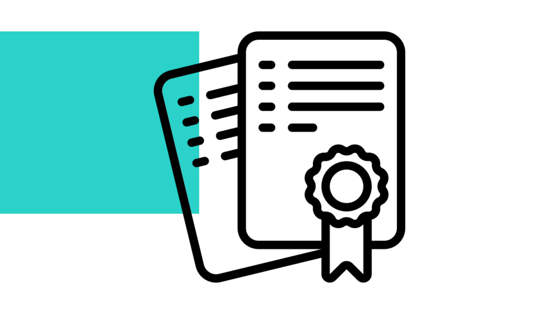 Icon showing document with tick mark representing certification