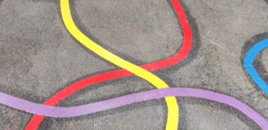 Prismo Bendyline preformed thermoplastic decorative marking for playground game shapes