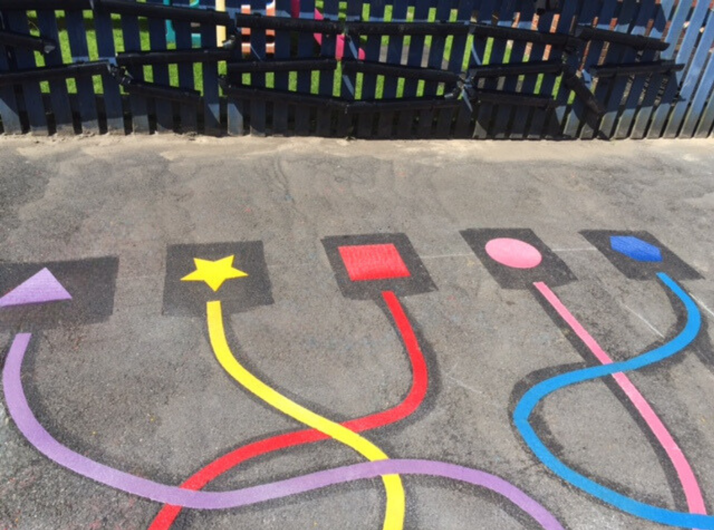 Prismo Bendyline preformed thermoplastic decorative marking for playground game shapes