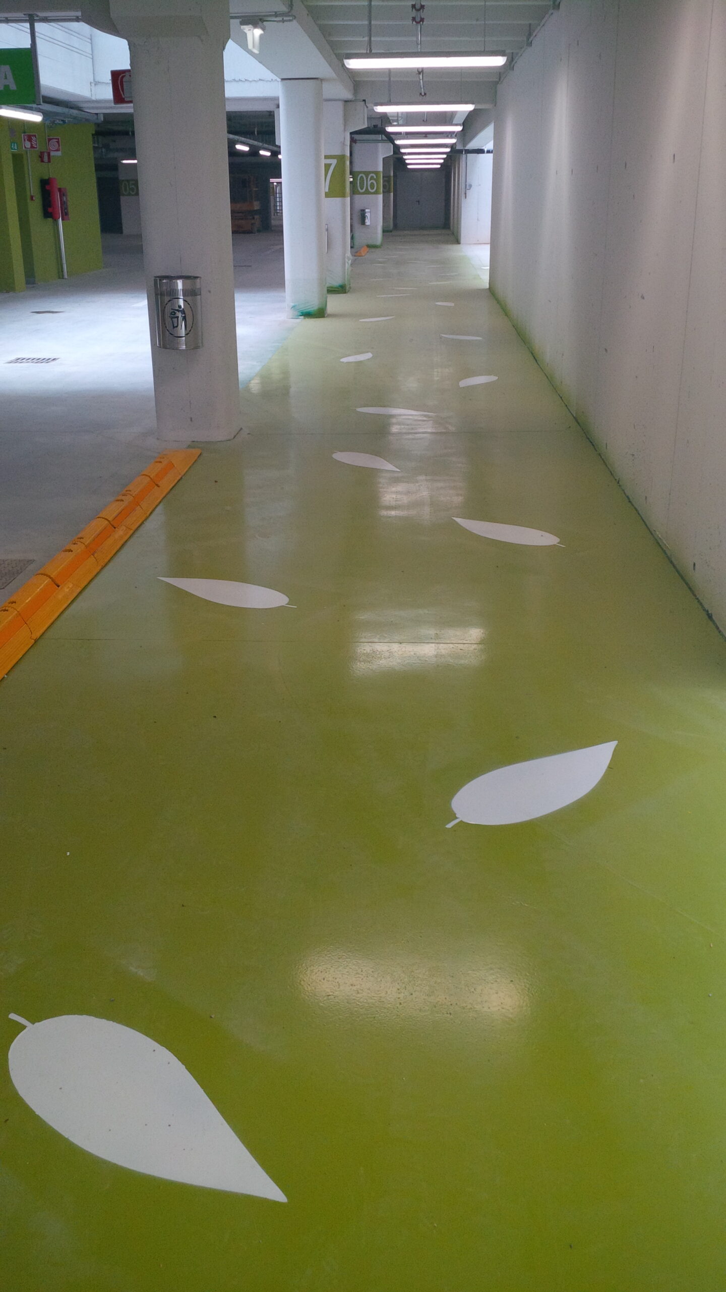 Prismo Uniepox indoor flooring applied in car park for durable surface coating and line marking