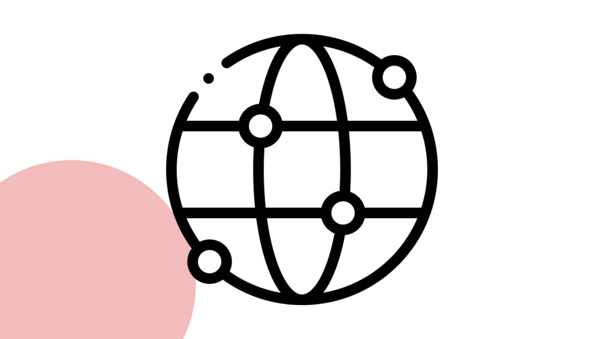 Icon showing global reach with location markers on a globe