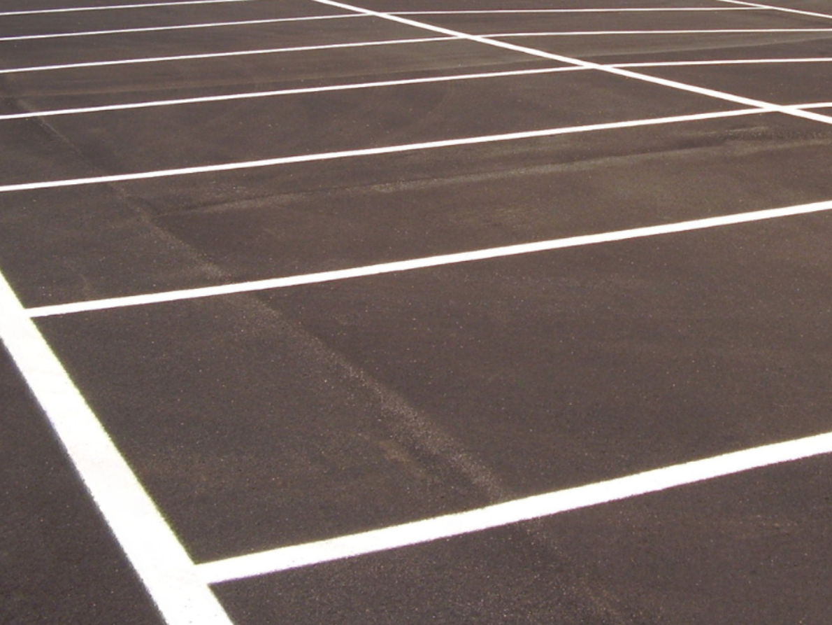 Prismo Guidemaster GP hot applied thermoplastic white parking bay delineation