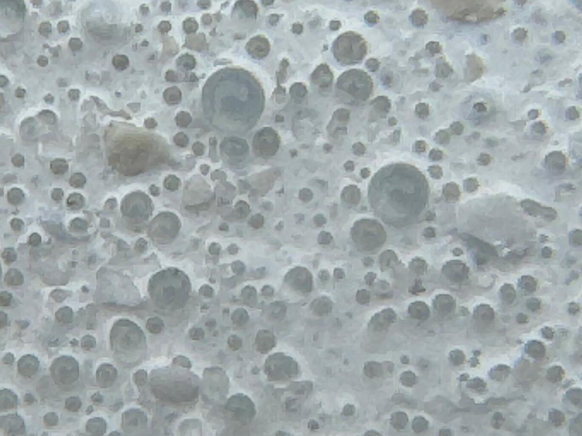 Prismo Duraflect White hot applied thermoplastic line marking with glass beads close-up in Baden-Württemberg, Germany