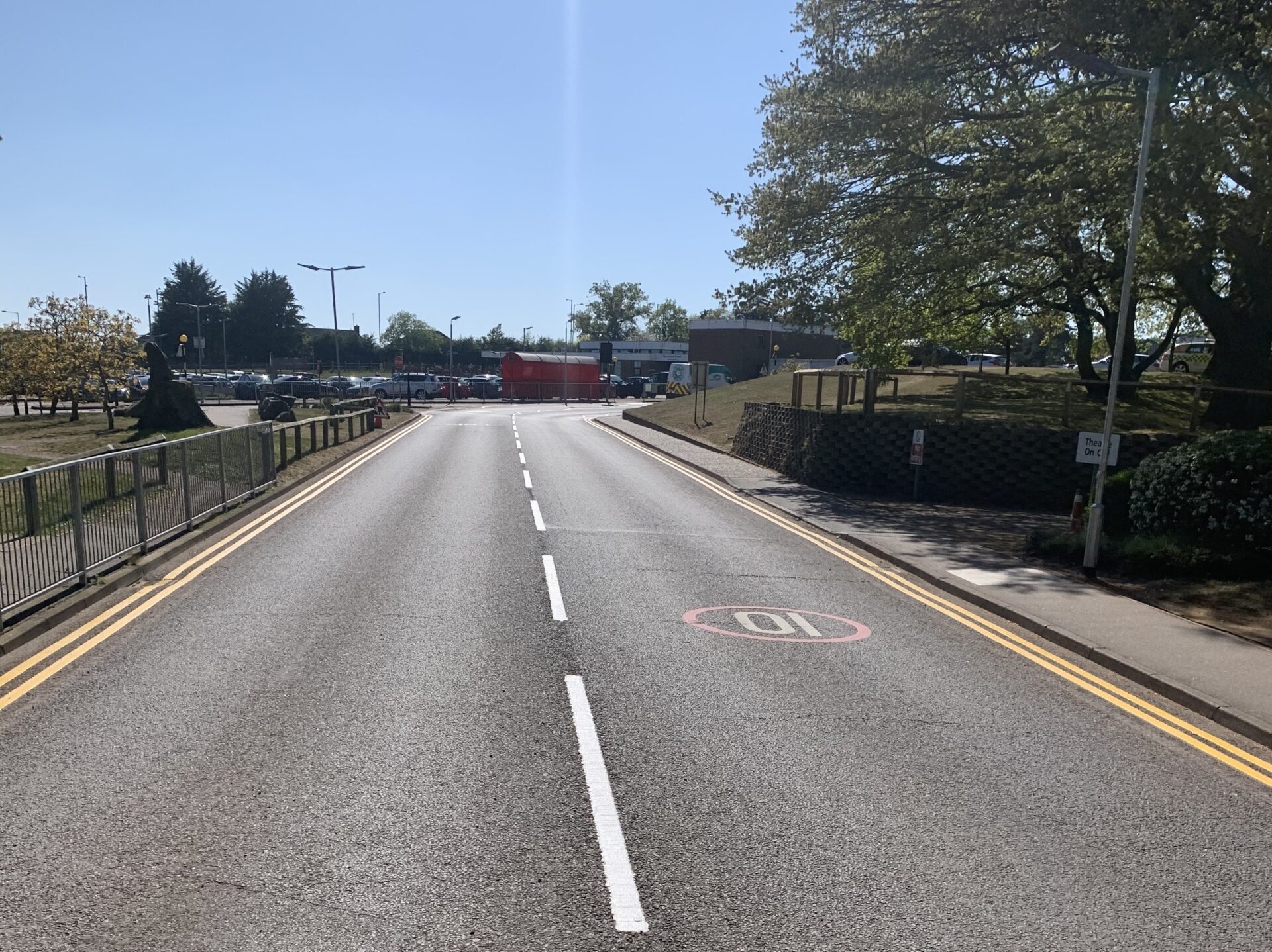 Prismo Guidemaster double yellow hot applied thermoplastic line markings on a street