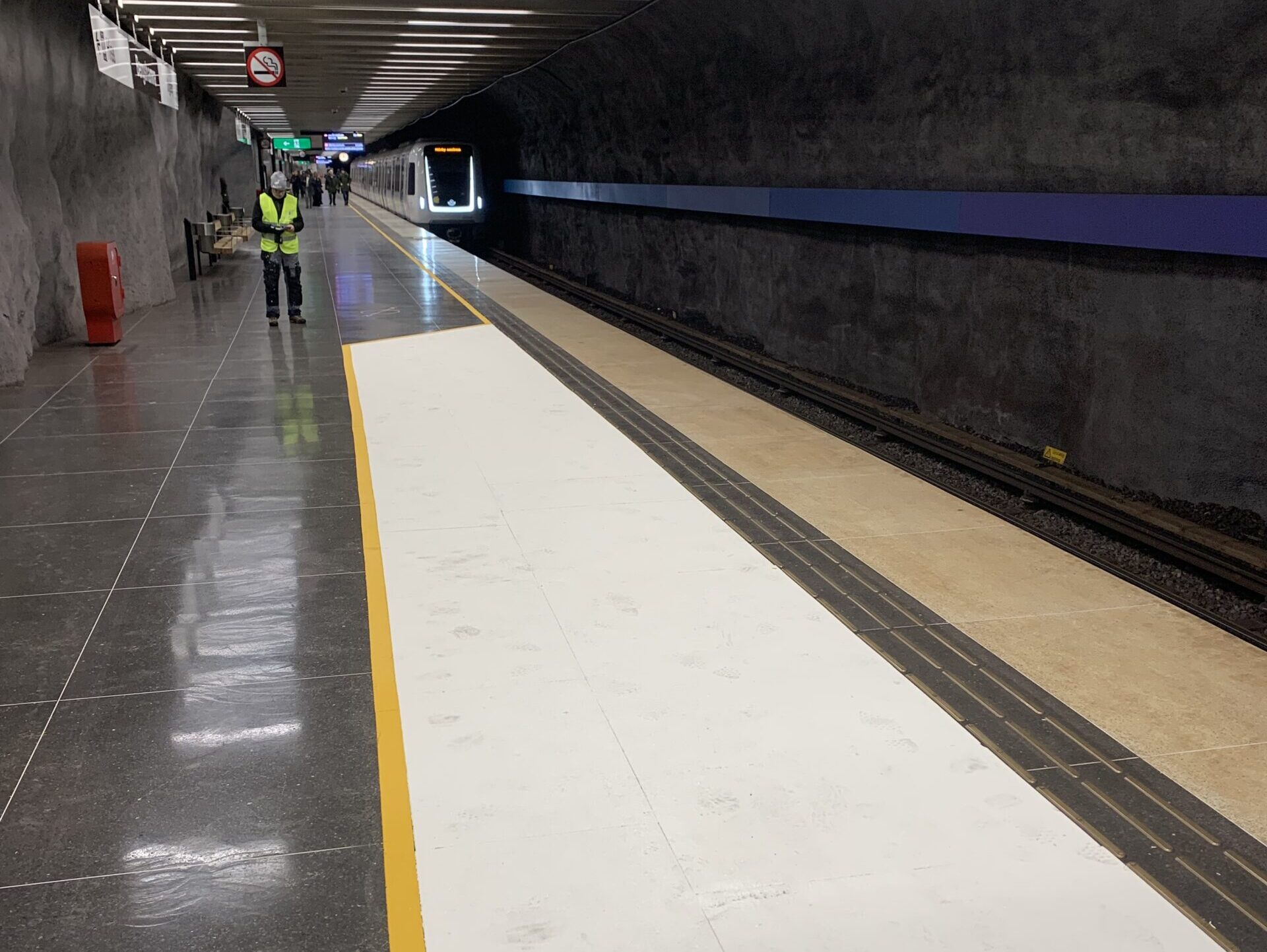 Prismo preformed decorative marking at Bergshamra Metro Station, Sweden