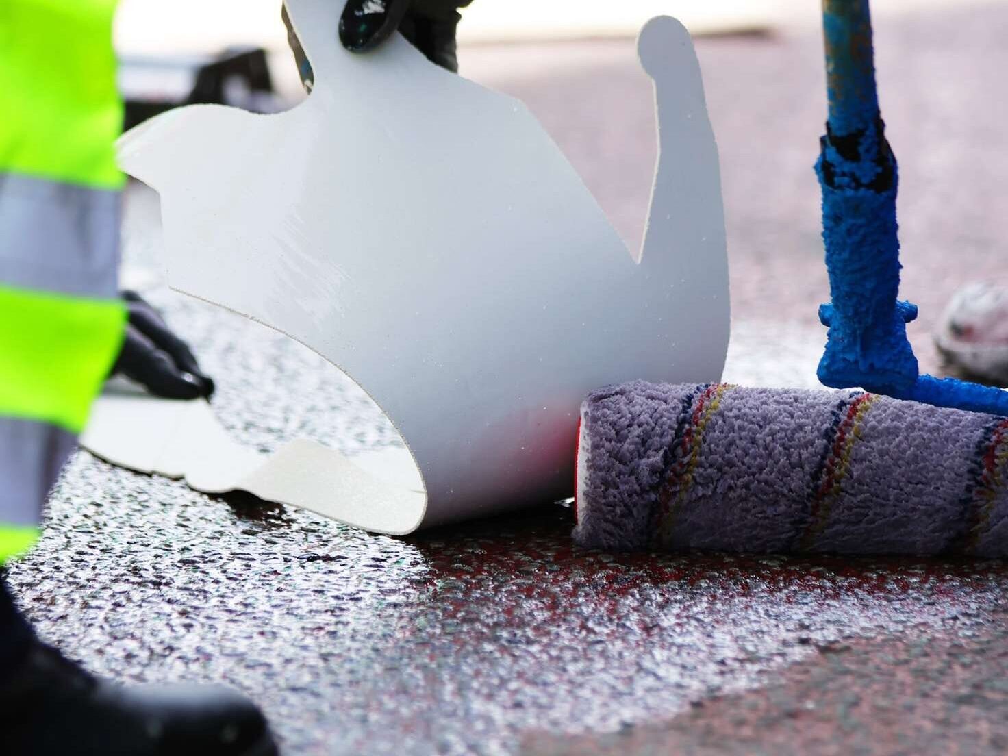 Prismo Preformed Thermoplastic regulatory road marking applied in Reykjavik, Iceland