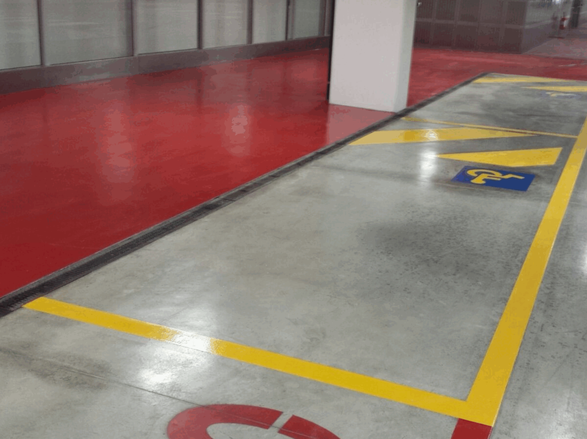 Prismo Vernisol solvent borne acrylic paint applied indoors in a multistorey car park