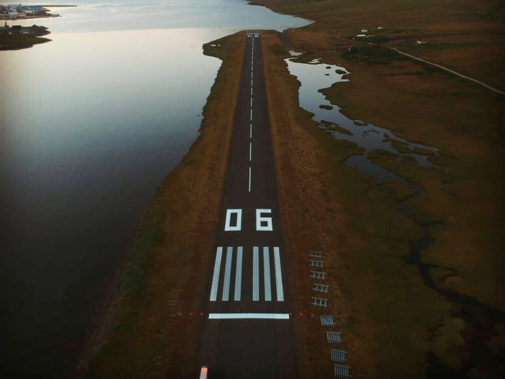Prismo Vernisol FS01 solvent based paint applied at Siglufjörður Airport runway